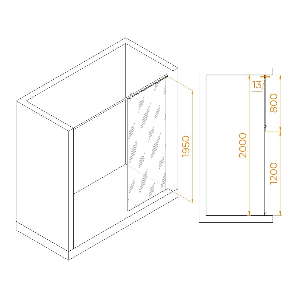 Душевая перегородка RGW WA-034 (Прозрачное, 800)
