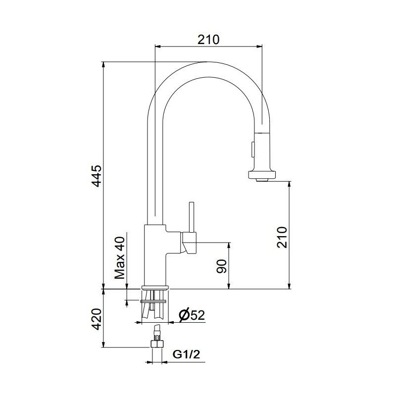 Смеситель для кухни Webert Sidney SY940302564, черный/хром, артикул SY940302564
