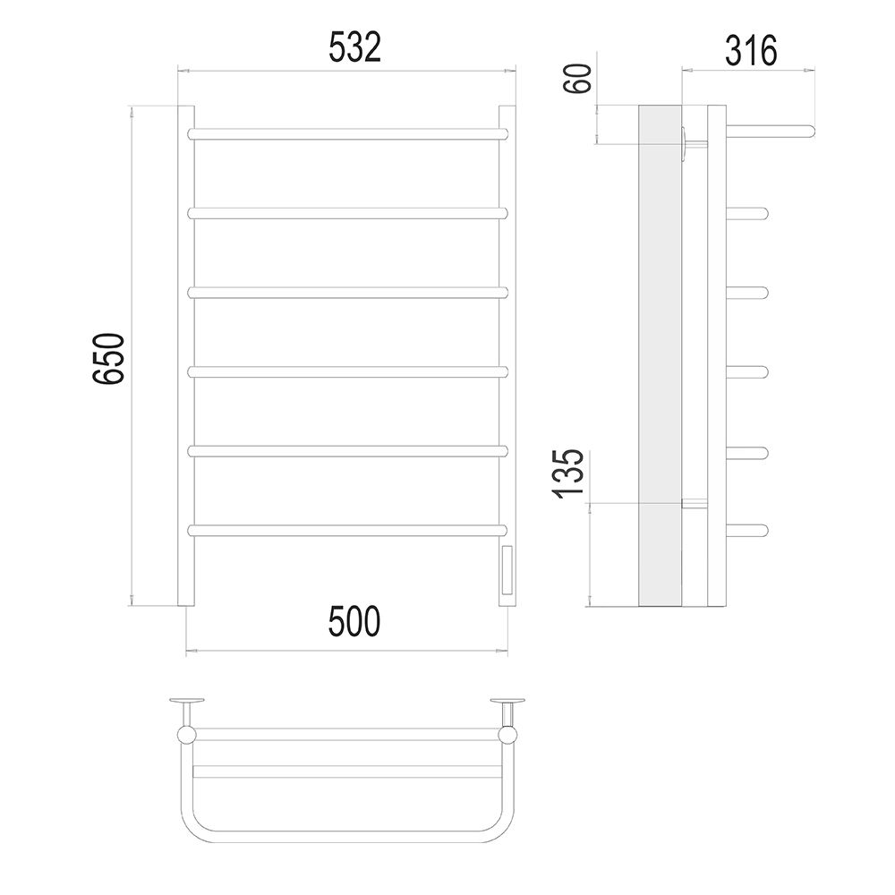 Полотенцесушитель электрический Terminus Полка П6 50х65, артикул 4670078531438
