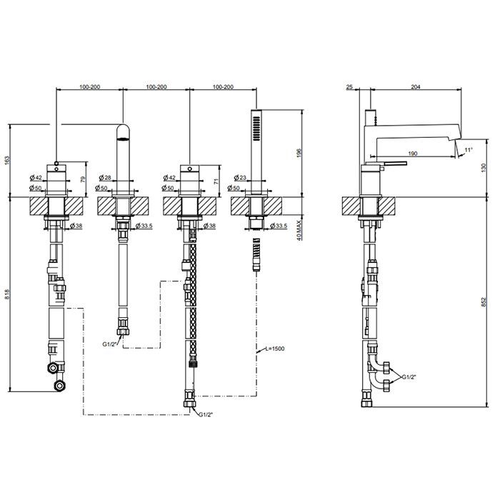 GESSI INGRANAGGIO Смеситель для установки на борт ванны на 4 отверстия, с ручным душем, цвет Black Metal Brushed PVD GESSI INGRANAGGIO Смеситель для установки на борт ванны на 4 отверстия, с ручным душем, цвет Black Metal Brushed PVD
