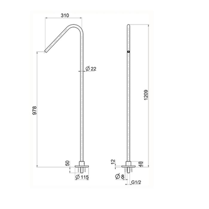 CISAL Xion Излив напольный 930 мм, нерж сталь