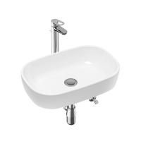 Комплект 4 в 1 Lavinia Boho Bathroom Sink 21510212, накладная фарфоровая раковина 54 см, смеситель с донным клапаном, латунный сифон, угловые вентили 2 шт.