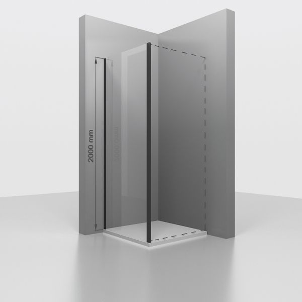 Боковая панель к душевому углу из стекла, универсальная RGW Z-050-3B черная (Прозрачное, 1200)