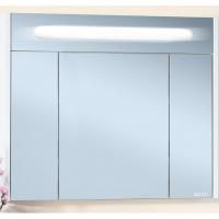Зеркальный шкаф Бриклаер Палермо 90 с подсветкой Белый глянец