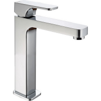 CISAL Cubic Смеситель однорычажный для раковины на 1 отверстие,высокий h150 мм,без донного клапана, цвет хром