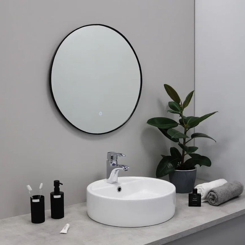 Зеркало с подсветкой LED Fixsen FX-1080B круглое 80х80 см, черное, артикул FX-1080B