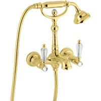 Смеситель The One с ручным душем для ванны. Прозрачные кристаллы Swarovski, цвет золото