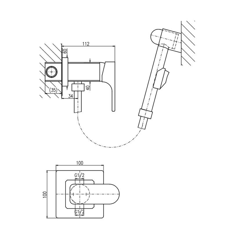Гигиенический душ со смесителем Rav Slezak YUKON YU147/1CMAT, черный