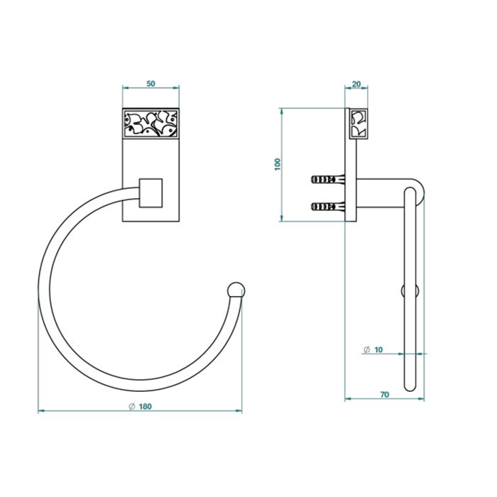THG GINKGO Полотенцедержатель-кольцо, цвет полированное золото