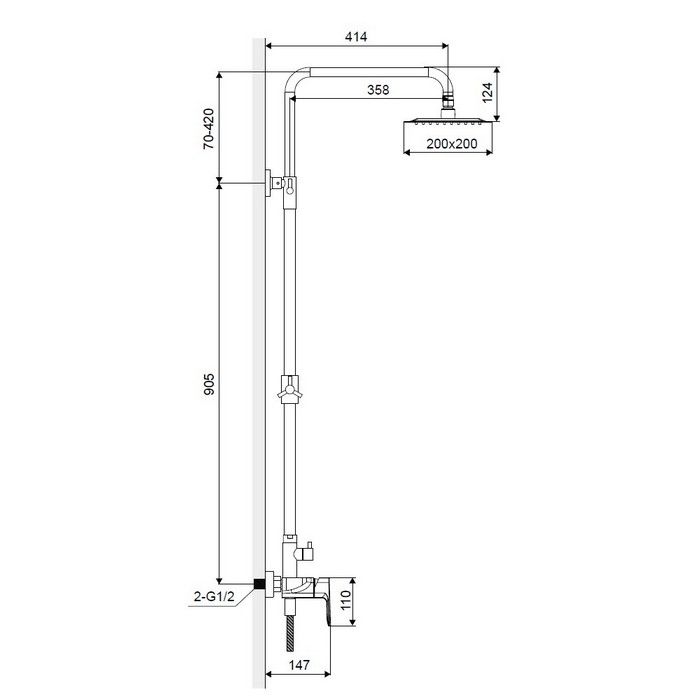 Система для душа наружного монтажа EXCELLENT Rain Keria AREX.2081CR (хром)