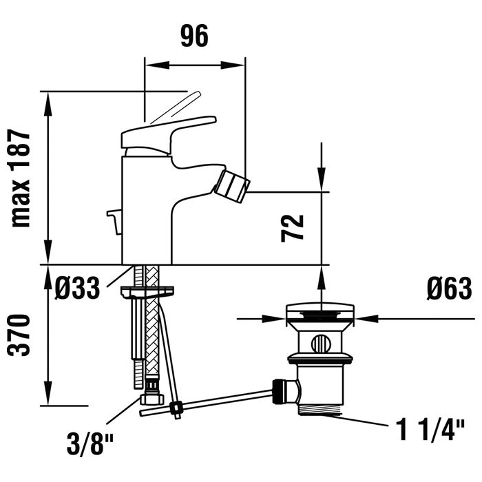 Смеситель для биде, Laufen, Citypro, тип открывания воды-однорычажный, отверстия для монтажа-1, вынос излива, мм-96, тип подводки-гибкая, стандарт подвода воды-3/8", цвет-хром, артикул HF500910100000