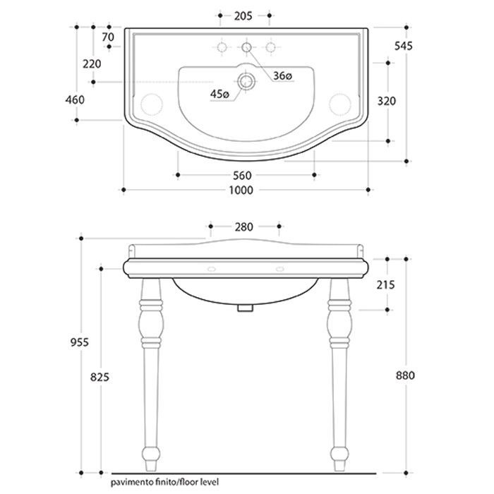 KERASAN Retro ''Ножка'' для консоли, цвет белый (*для инсталляции необходимо 2 шт - в упаоквке 2шт.)