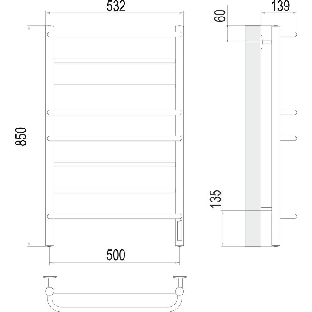 Полотенцесушитель электрический Terminus Евромикс П8 50х85, артикул 4670078531292