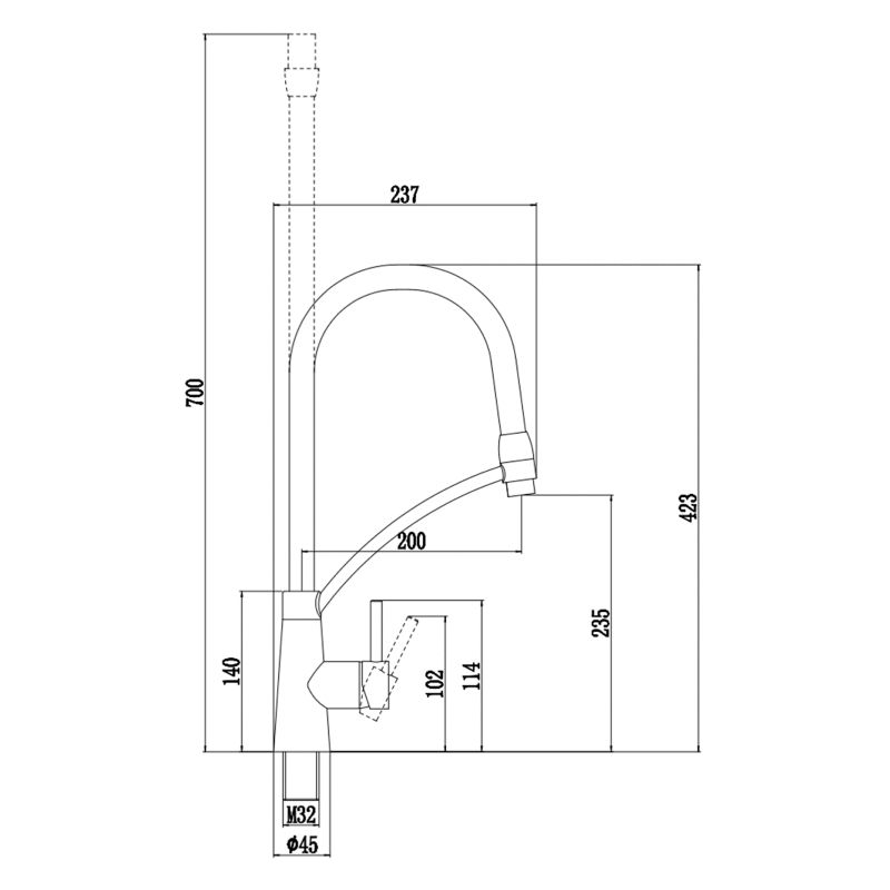 Смеситель для кухни с гибким изливом Fmark FS8255Q-12, графит