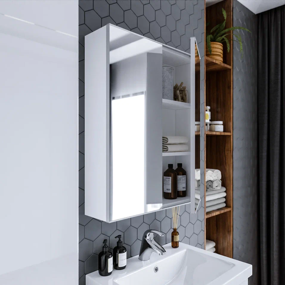 Зеркальный шкаф Бриклаер Хелена 60 см, белый, артикул 4627125416439