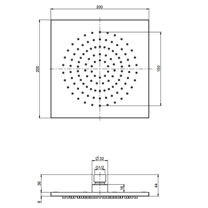 FIMA|Carlo Frattini Spillo Steel Верхний душ 200x200 мм., квадратный, цвет INOX FIMA|Carlo Frattini Spillo Steel Верхний душ 200x200 мм., квадратный, цвет INOX