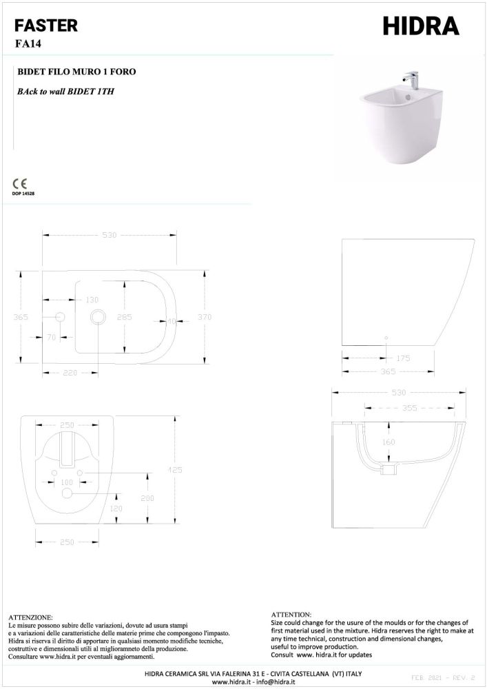 Hidra Faster, напольное биде c крепежом, 53x36,5x42,5h см, цвет черный матовый, артикул FA14/026