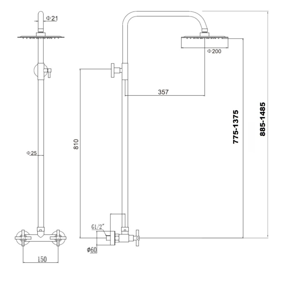 Душевая система Fmark FS8405, сатин