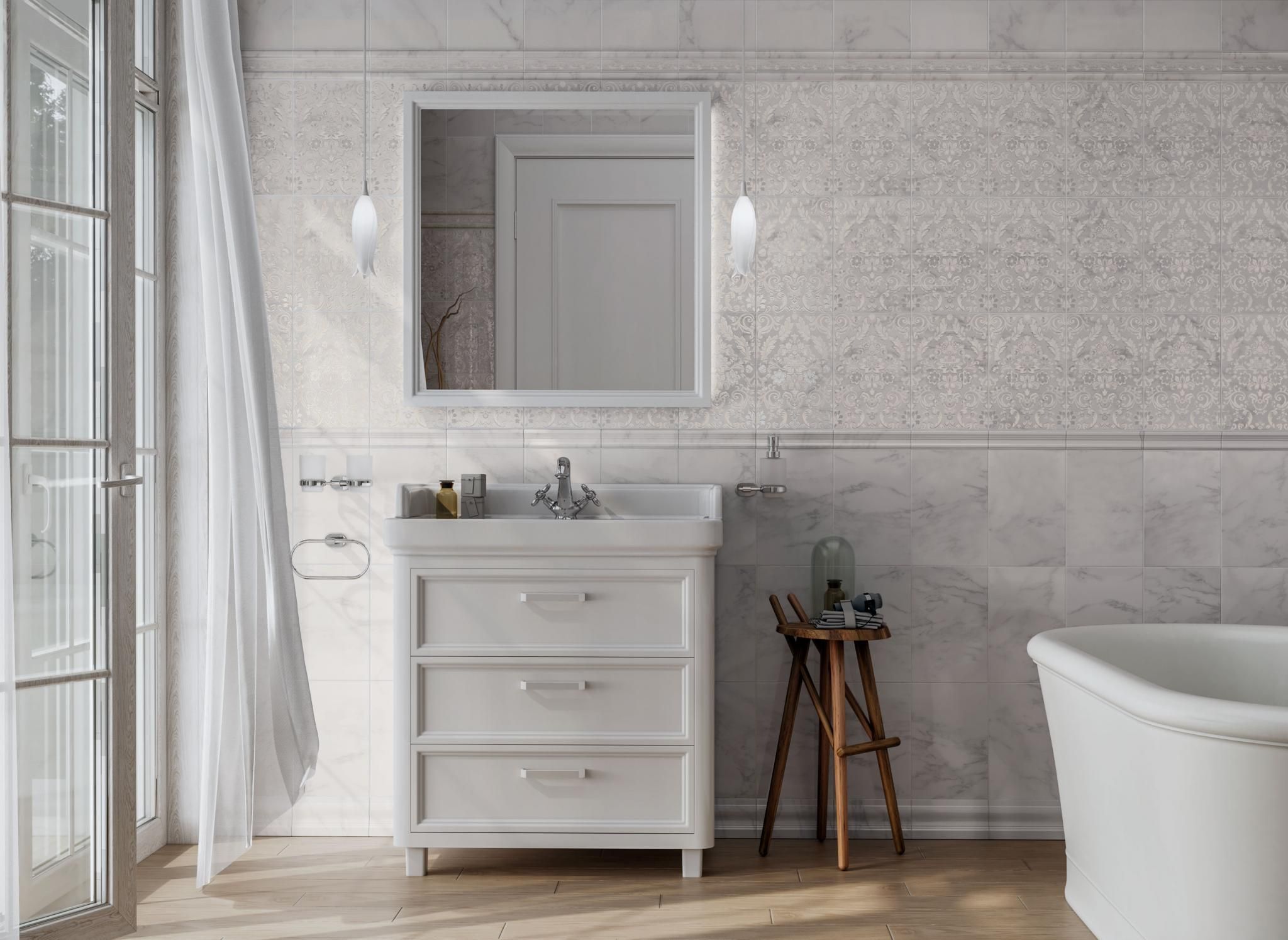 Тумба POMPEI напольная с ящиками 80, белая глянцевая