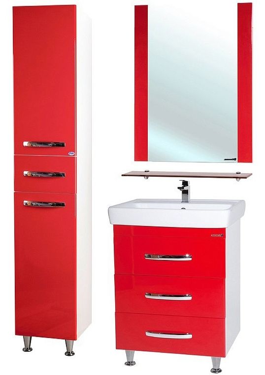 Зеркало Bellezza Рокко 50 4613706030033 с полкой Красное