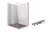 Душевая перегородка Ambassador Walk-in 15031103-ST8, свободный вход, линейный трап, 110см