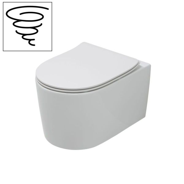 White Ceramic Geo, комплект подвесного унитаза c вихревым смывом и быстросъемным ультратонким сиденьем микролифт, цвет белый глянцевый