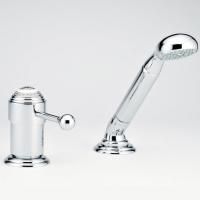 THG MARQUISE BLANC DECOR PLATINE Смеситель на борт ванны на 2 отв, однорычажный, без излива, с ручным душем, ручки белые, декор платина, цвет хром