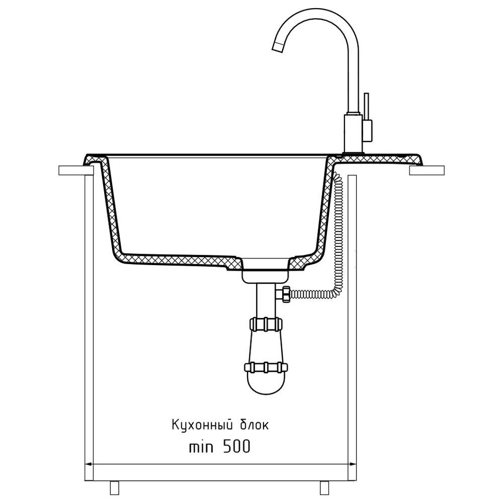 Кухонная мойка GranFest QUARZ 58, темно-серый, артикул 58 темно-серый