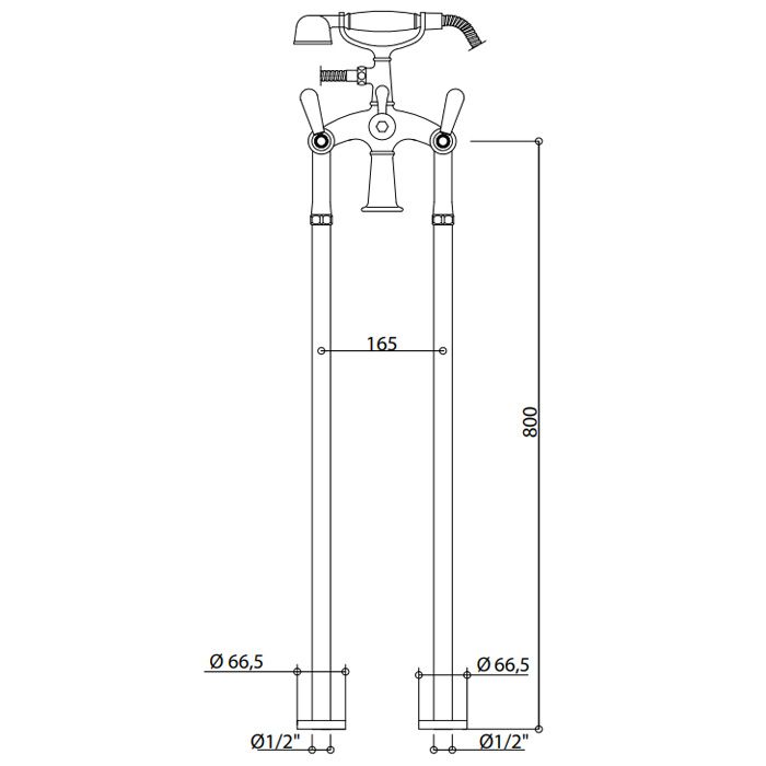 Bongio Mille Nuits Смеситель для ванны, цвет хром/черный фарфор