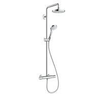 HG Croma Select S Душевая система Showerpipe: верх.душ 180 2jet, ручн.душ, шланг, термостат для душа, цвет: белый/хром HG Croma Select S Душевая система Showerpipe: верх.душ 180 2jet, ручн.душ, шланг, термостат для душа, цвет: белый/хром