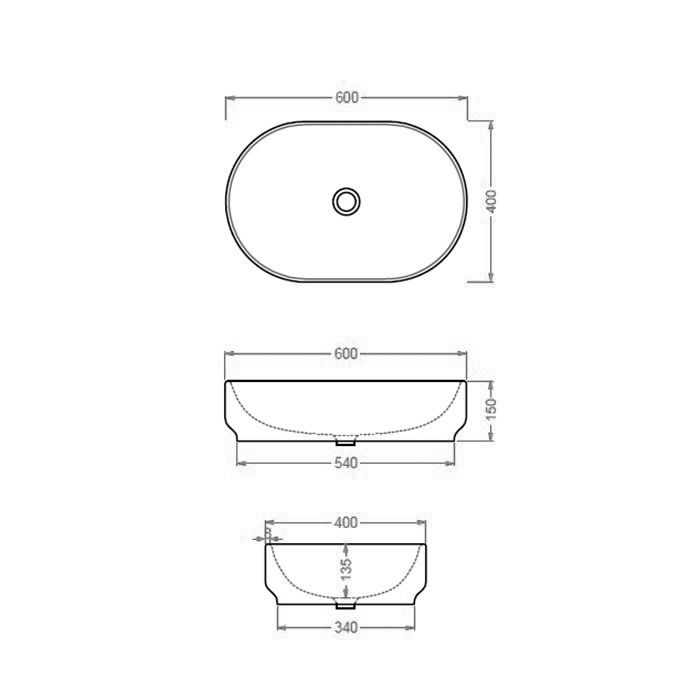 Artceram ATELIER Раковина настольная 60х40 см, без отв под смеситель, без перелива, цвет tortora