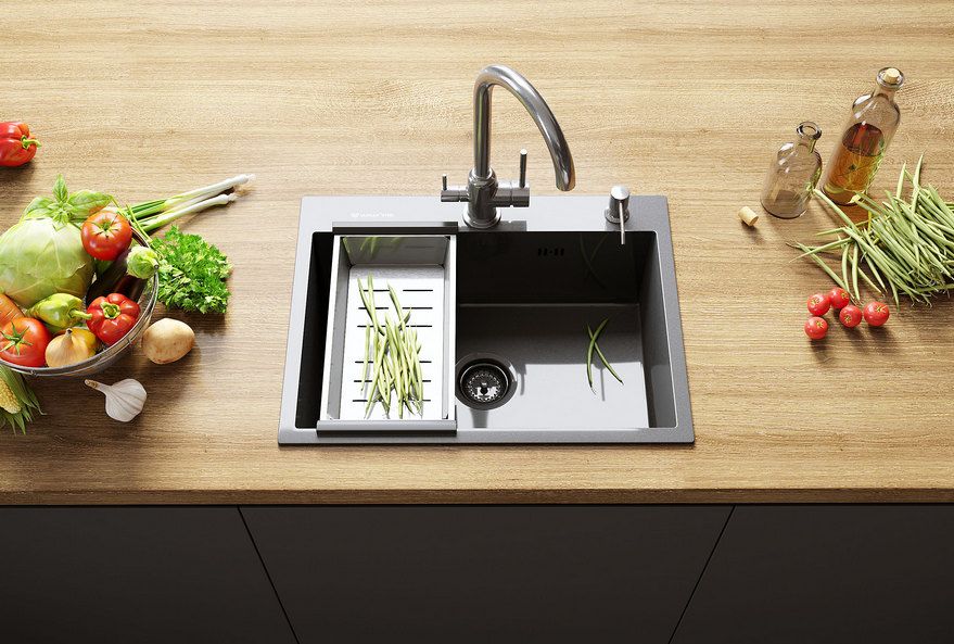Кухонная мойка Ulgran Steel 600x450, черная брашированная сталь, артикул US 600-002