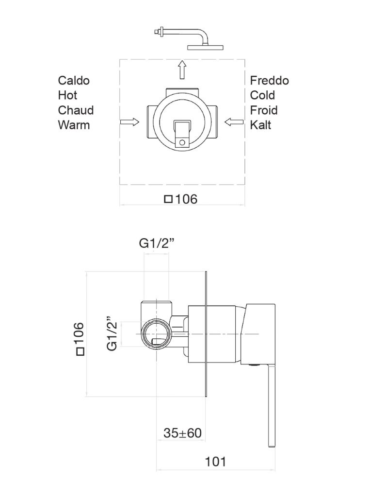 Смеситель для душа Fiore KATANA 77CR7515, хром, артикул 77CR7515