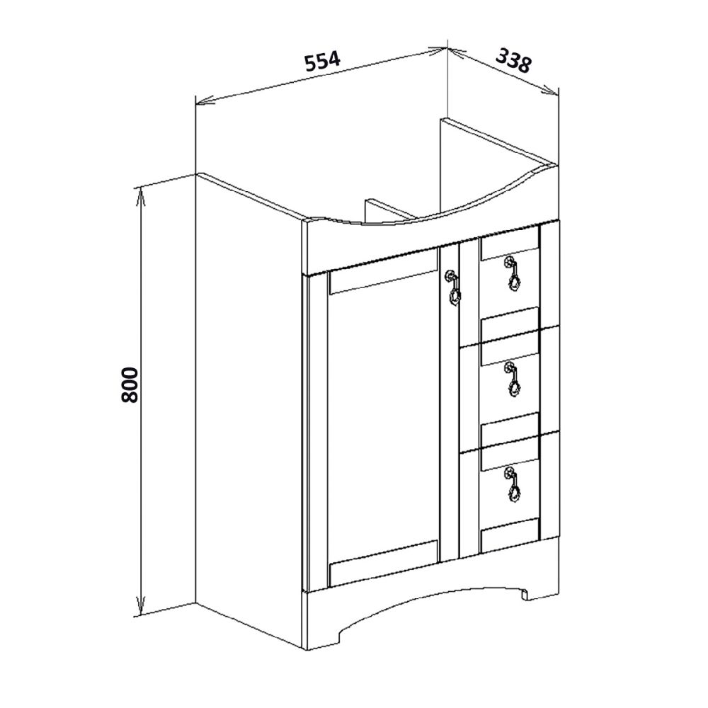 Тумба Runo Мерида 60 под умывальник УТ000002241 (Carina 60) (00-00000823), артикул 00-00000823