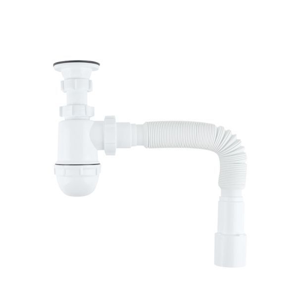 Сифон бутылочный IDDIS Optima Home 1.1/4x40мм, с выпуском и гофротрубой 40/50мм (900BVG0010VD)