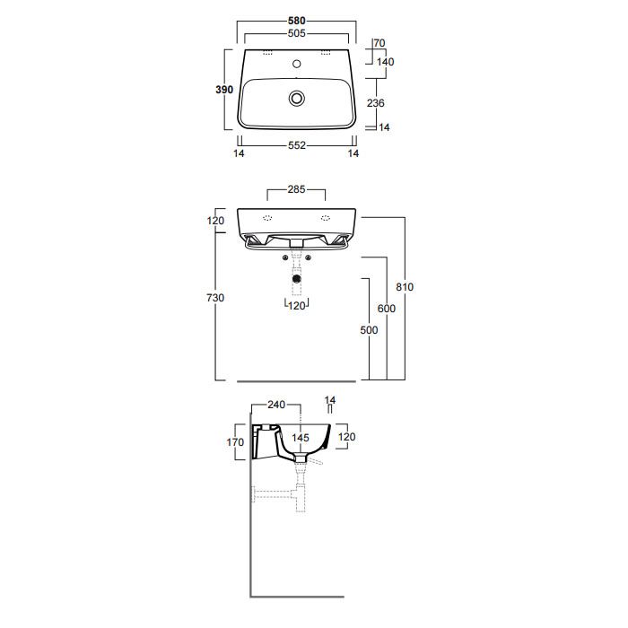 Simas Degrade, раковина с 1 отв., подвесная  58*39см, цвет: белый