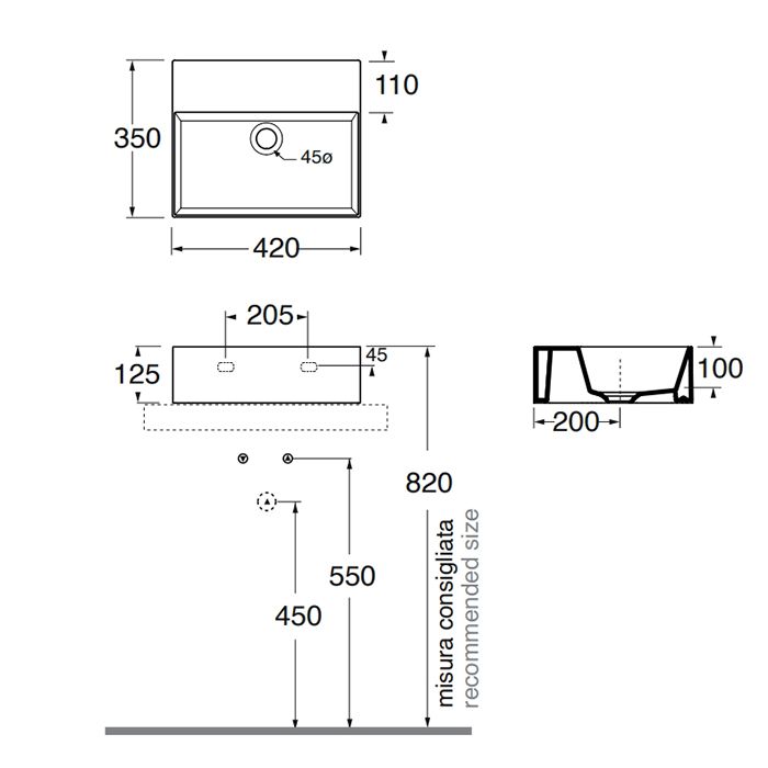 AZZURRA ELEGANCE Squared раковина подвесная/накладная 42х35х12,5 см без отв. под смеситель , цвет белый AZZURRA ELEGANCE Squared раковина подвесная/накладная 42х35х12,5 см без отв. под смеситель , цвет белый