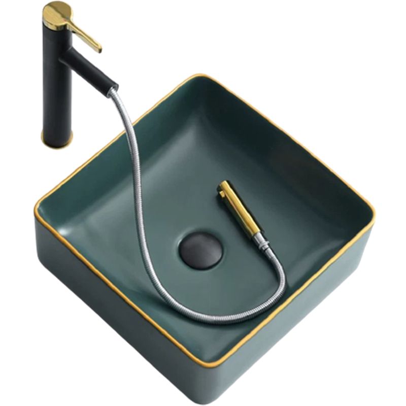 Раковина-чаша Bronze de Luxe 40 1063 Зеленая с золотым ободом