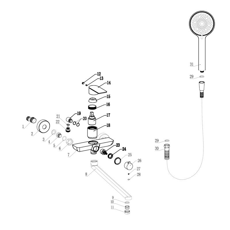 Смеситель для ванны Fmark FS8824, сатин