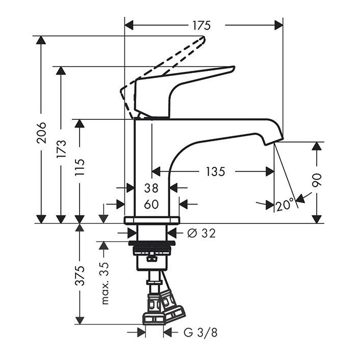 AX Citterio E Смеситель для раковины 90 AX Citterio E Смеситель для раковины 90