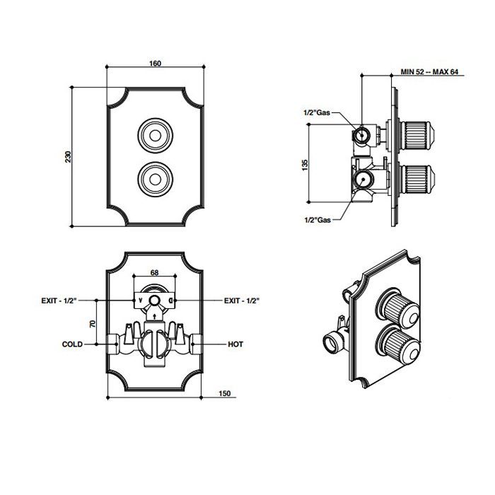 BONGIO CRISTALLO Переключатель на 2 положения, ручка стекло белое, внешняя часть, цвет золото BONGIO CRISTALLO Переключатель на 2 положения, ручка стекло белое, внешняя часть, цвет золото