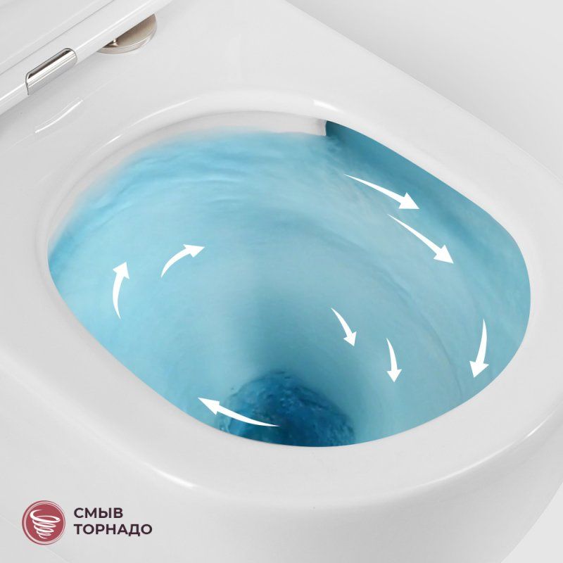 LINER Унитаз подвесной, безободковый с системой смыва "Торнадо", с сиденьем soft close, 49 см, CZR-38083-49-TH-TOR/SC, артикул CZR-38083-49-TH-TOR/SC