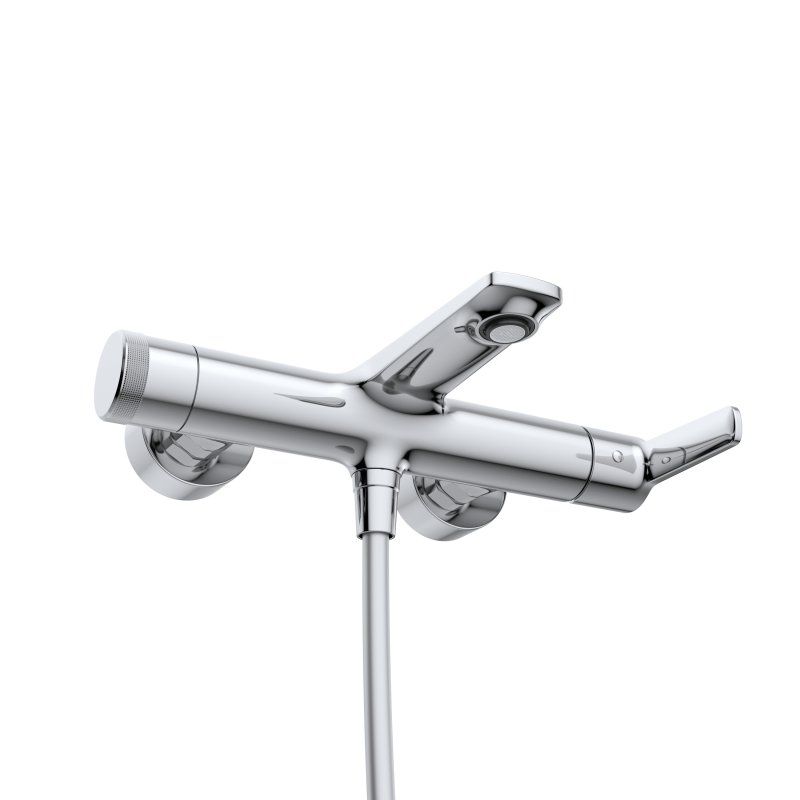 LUX-VD-01 Смеситель для ванны и душа однорычажный в комплекте с ручным душем, шлангом и держателем, хром, артикул LUX-VD-01