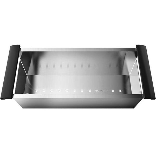 Коландер, OMOIKIRI, CO-02-IN, ширина,мм-425, глубина,мм-190, высота,мм-111, с отверстиями на дне для размораживания продуктов, сушки столовых приборов, для сливания воды после отваривания продуктов и промывания фруктов и овощей, материал-нержавеющая сталь