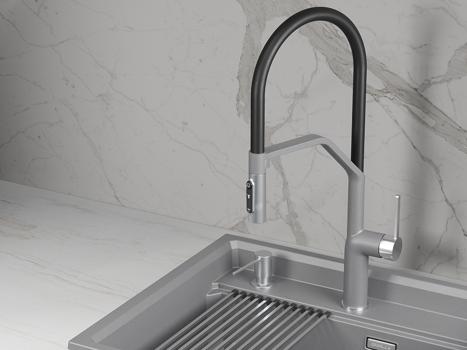 Смеситель для кухни GRANULA (9012, АЛЮМИНИУМ), артикул 9012, АЛЮМИНИУМ