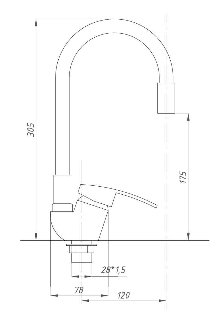 Смеситель для кухни TSARSBERG серый гибкий излив тип См-МОЦБА (TSB-731-G05), артикул TSB-731-G05