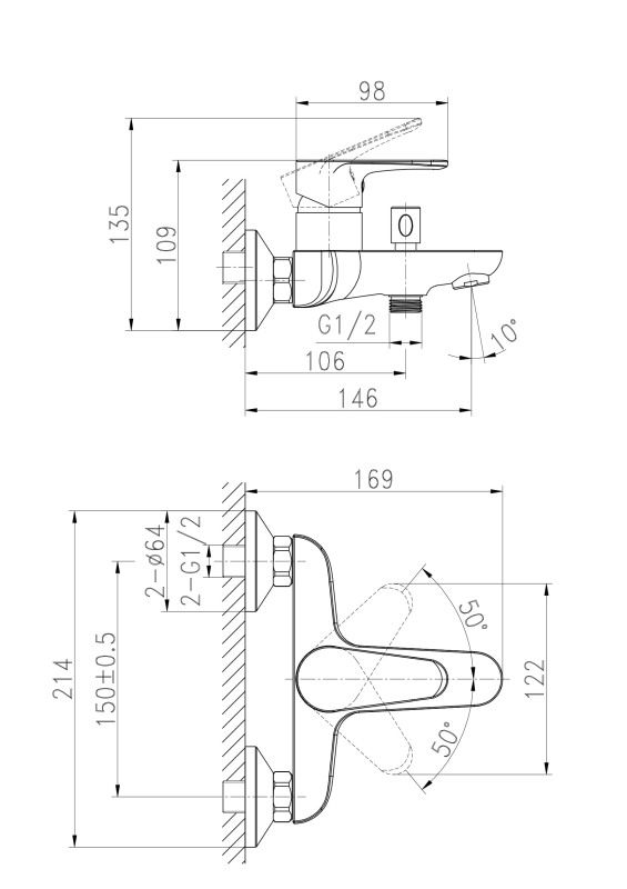 Смеситель для ванны Cersanit CERSANIA однорычажный (63031), артикул 63031