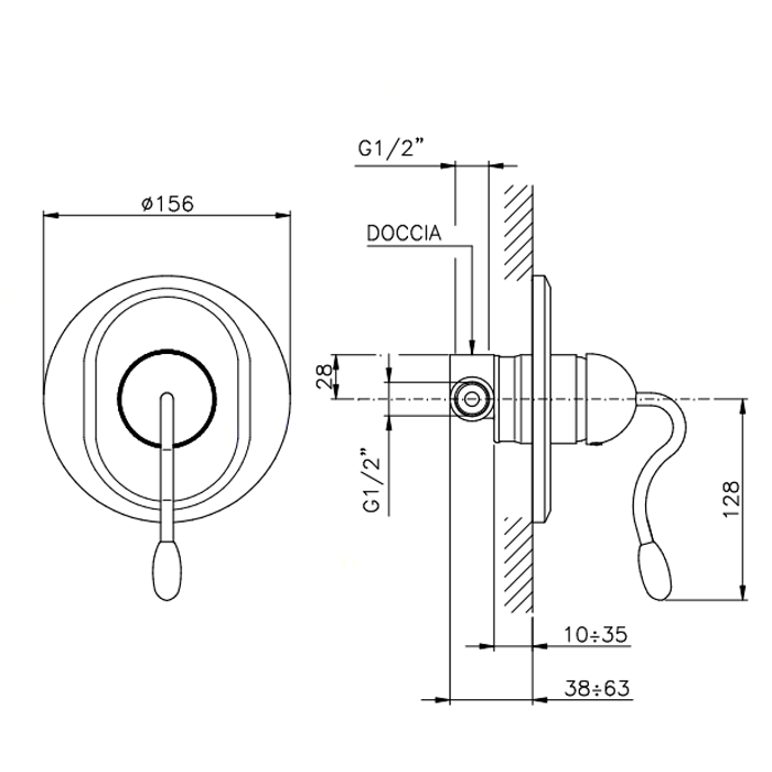 Nicolazzi Unico 4006, встраиваемая часть для душа, скрытый монтаж, подключение 1/2''(новый арт C4006)