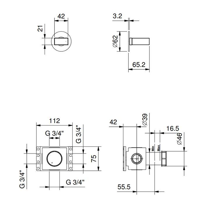 FANTINI VENEZIA Запорный вентиль, без ручки, внешняя часть, цвет хром