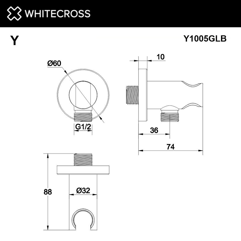 Угловой соединительный элемент WHITECROSS Y1005GLB (брашированное золото) Угловой соединительный элемент WHITECROSS Y1005GLB (брашированное золото)